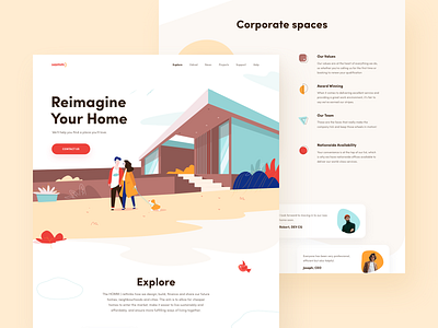 Homm ladning page design attached bird cloud couple design house illustration illustrations landing landing design landing page landing page design layout menu typography ui uiux ux website website design