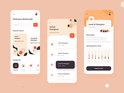 Search Job - Motion Design Interaction for a Mobile App aftereffects animation app cards ui chart design graph graphic identity illustration interaction animation interactive interface ios iphonex mobile motion search users ux