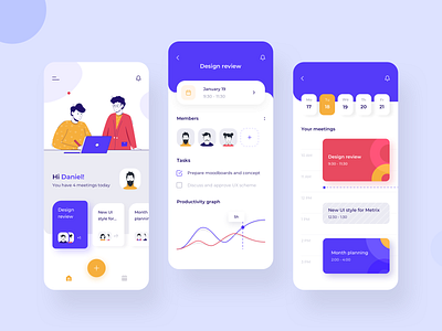 Meeting mobile app interaction design by Taras Migulko on Dribbble