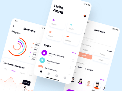 Daily statistic mobile dashboard android button chart data design graphic ios minimal mobile statistic ui ux