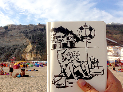 Nazaré beach, Portugal beach doodle nazare portugal sketch