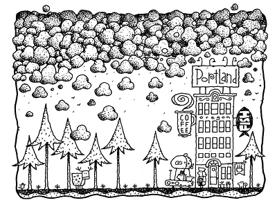 Cloudy Days black and white childrens book art clouds daily sketch drawings illustration oregon pacific northwest pen and ink portland