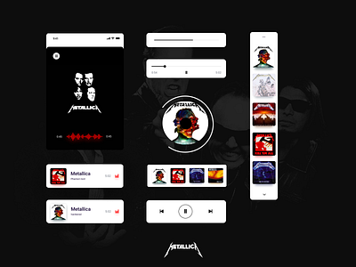 Metallica music app app black board clean ios metallica music music player ui ux white