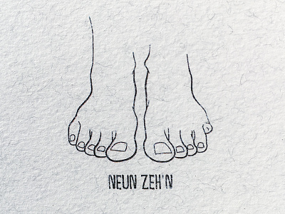 Neunzehn (19) craft drawing funny illustration outline pun