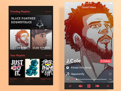 Music app UI appdesign j.cole musicapp sketch ui ux