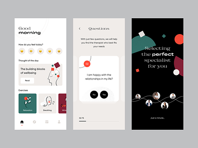 Therapy App app concept design mental health psychologist psychology therapy ui ux wellbeing