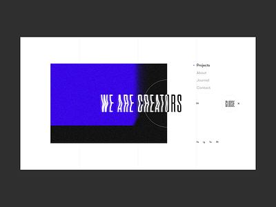 We Are Creators - Menu Page agency blue concept creative layout menu minimal noise ui ux web