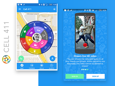 Cell411 App animation app crime illustration logo ui ux