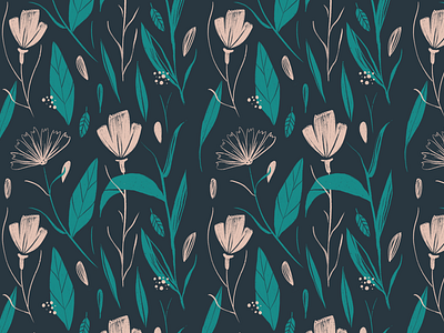 Dark Floral Pattern by Marina Astudillo on Dribbble