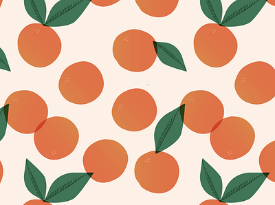 Floating Oranges Pattern eat flat food gradient green icon illustrator leaf natural pattern seamless surface