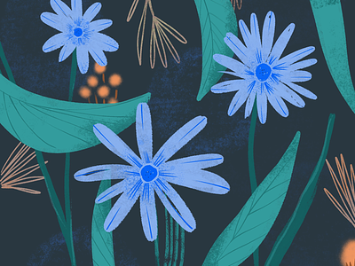 Blue Spring Night blue creative fflowers floral illustration pattern procreate spring texture youthful