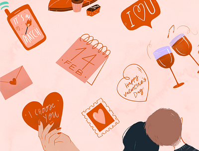 Happy Valentine <3 14february couple giftcard icons iconset love match stickers valentine wine