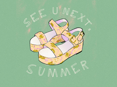Summer Sandals cartoon doodle drawing fashion festival festive flowers girl girly illustration illustration design illustrator lettering pattern procreate purple shoes summer tipography yellow