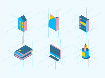 Icons home isometric blue flat home icon design icons illustration illustrator isometric pink simple yellow