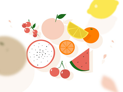 Fruit icons falling color flat design fruit icon set icons illustration summer