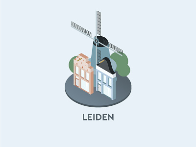 Isometric icon - Leiden city dutch icon illustrator interface isometric leiden netherlands vector windmill