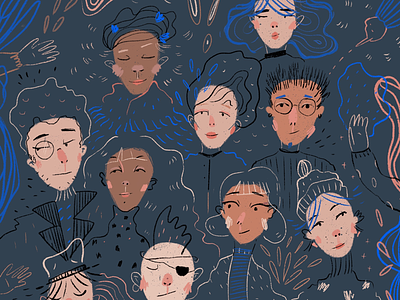 Peoples Pattern 2 avatar digitaldrawing illustration ipad pattern personas procreate shades