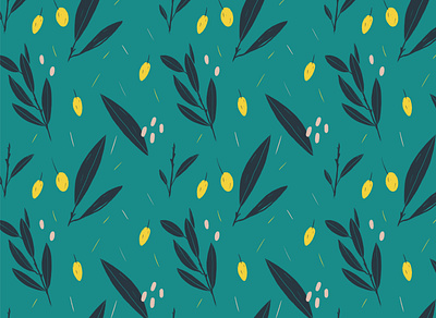 Olives Seamless Pattern colorful flat floral green illustration leaf natural olive pattern procreate saturation seamless simple