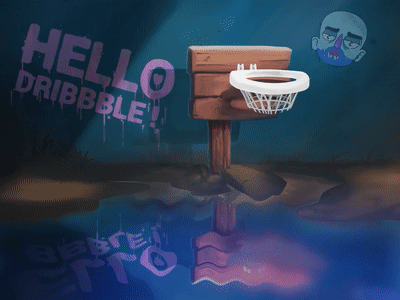 Hello Dribbble ! after effects animation ball basketball cartoon dribbble first shot hello motion graphic nice to meet you