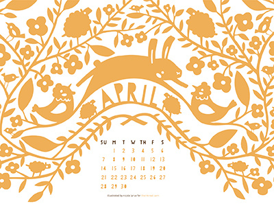 The Ink Nest Calendar birds bunnies calendar chickens easter flowers illustration leaves sheep