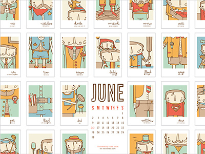 The Ink Nest June Calendar calendar dad design fathers fathers day guys illustration june nicole larue people