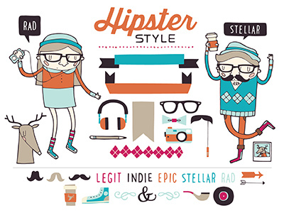Hipster Style argyle banners camera coffee deer glasses hipster moustache pipe rad record stellar