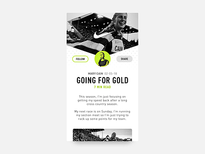 Daily UI #035 - Blog Post athlete blog dailyui design nike post running ui uichallenge ux