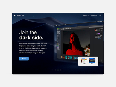 Daily UI #095 - Product Tour apple daily challenge dark dark mode desktop interface laptop mac mojave operating system os x product tour ui update ux