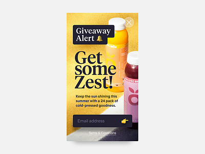 Daily UI #097 - Giveaway app contest daily ui challenge design enter giveaway interface juice layout marketing mobile mock up pop up prize product ui ux