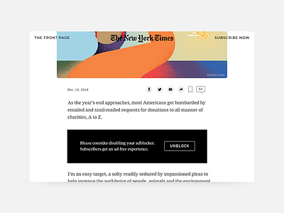 Daily UI #098 - Advertisement ad adblock advertisement article block blocked challenge design editorial new york times news ui uichallenge unblock ux website