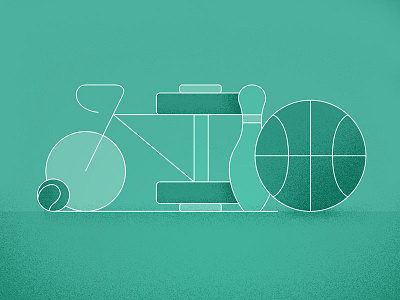 Sports active art artwork ball basketball bowling cycling design graphic hobby illustration line line work minimal sport sports texture textured vector weights