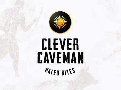 Clever Caveman ancient branding cave caveman clever cooking creative diet food handmade home made hustle icon logo market painting paleo protein sun weekend