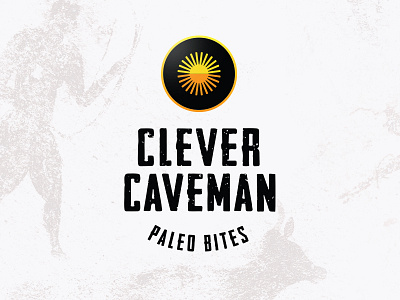 Clever Caveman ancient branding cave caveman clever cooking creative diet food handmade home made hustle icon logo market painting paleo protein sun weekend