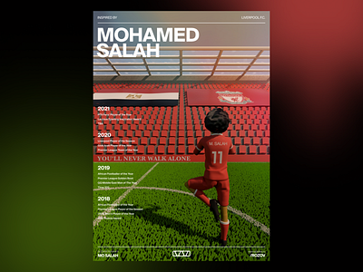 Mo Salah poster 3d cinema4d design egypt graphic design liverpool poster salah