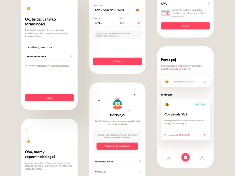 #PosiłekDlaSeniora – Mobile app cards charity clean coronavirus covid covid 19 mobile mobile app payment profile sign in ui