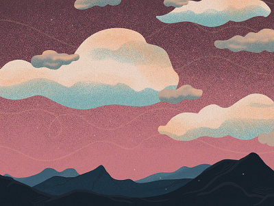 Pink Sky Landscape Illustration