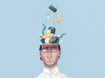 A lot in his mind - illustration