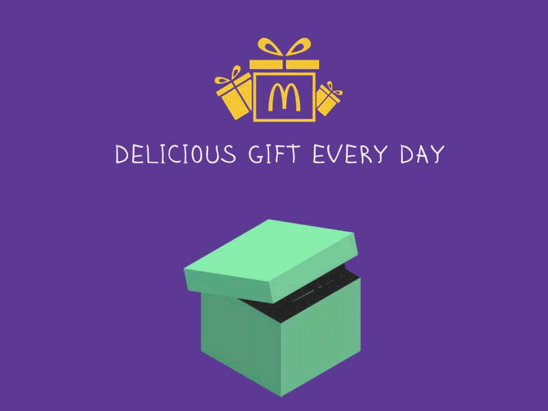 wheeeee presents 2d ae after effect aniamtion character commercial cute funny gif gift gift box illustration mcdonald