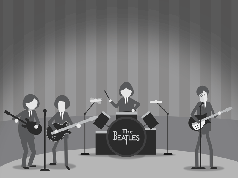 The Beatles 2d 60s ae after effect aniamtion band black and white character gif guitar loop music musicians rock rock and roll rock band the beatles