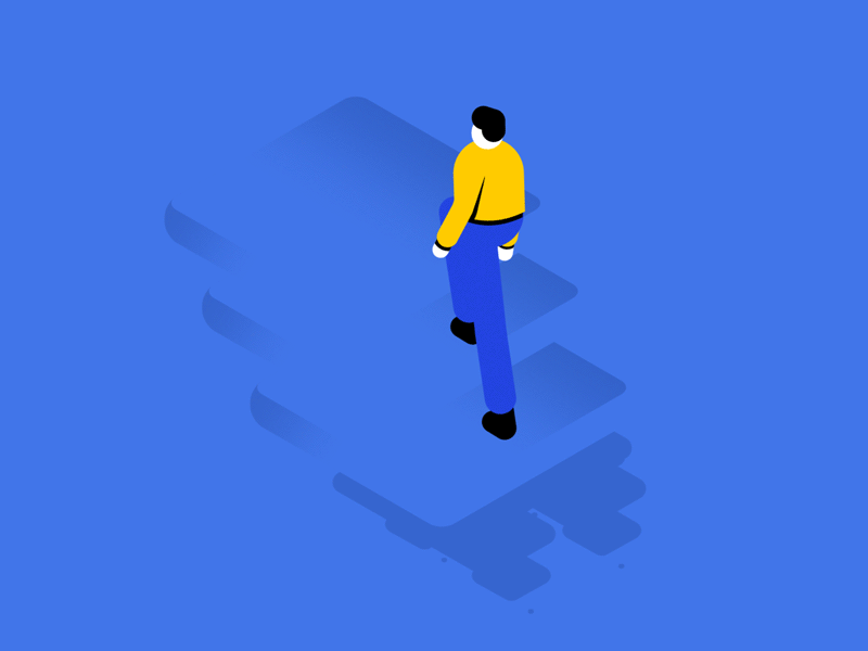 stairs 2d ae after effect aniamtion animation 2d blue blue and yellow character gif guy illustration loop walk walkcycle