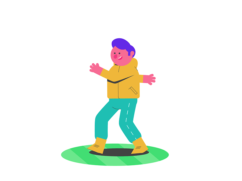 skipping 2d ae after effect aniamtion boy character fun gif guy happy illustration loop yellow