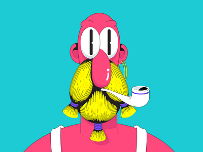 random guy beard cartoon character colourful design flat illustration illustrator man style
