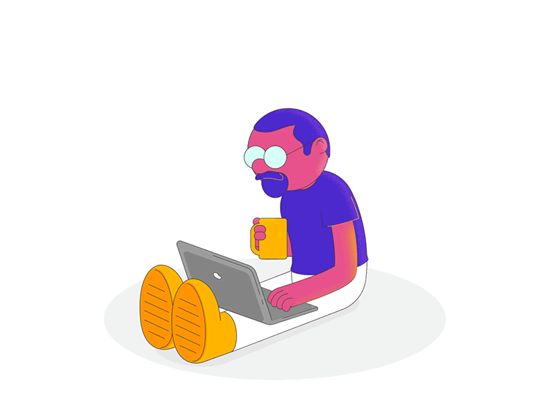 coffee and work 2d ae after effect aniamtion character fun gif guy illustration loop
