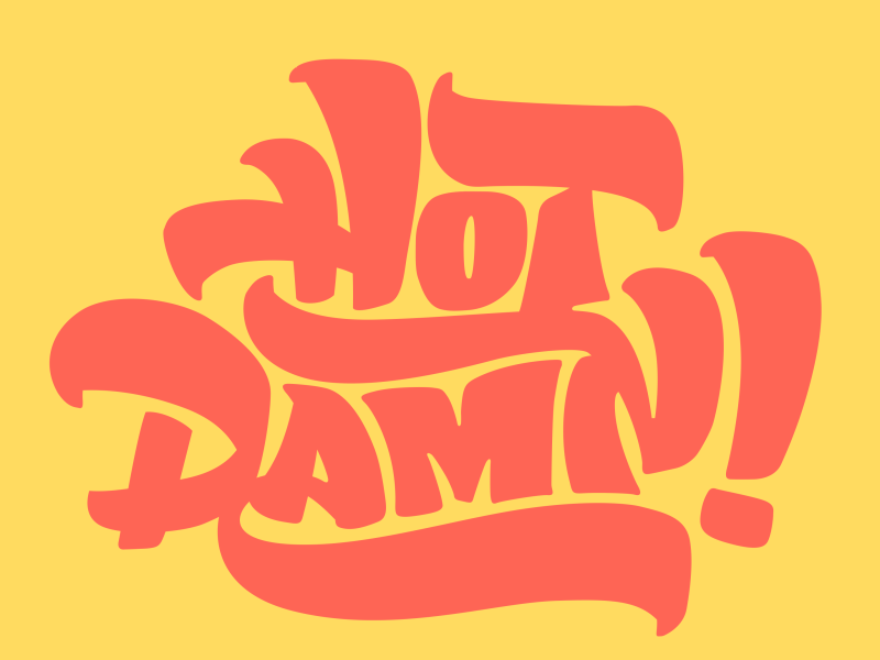 animated hot damn 2d ae after effect aniamtion gif lettering lettering animation red type yellow