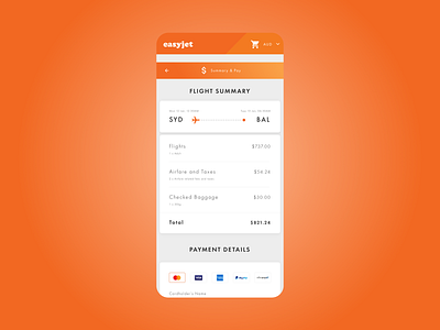 DailyUI 002 — Credit Card Checkout booking confirmation credit card form credit card payment dailyui dailyui 002 dailyuichallenge easyjet flight flight booking payment summary travel