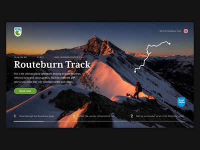 Daily Ui — 003 Landing Page hiking homepage landing page landing page concept landing page design landing page ui landingpage landingpagedesign new zealand outdoors routeburn track travel travel app ui walking