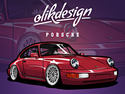 Porsche 964 Illustration Artwork 964 deep dropped illustrator lowered olikdesign photoshop porsche stance vector vectorgrafic vossen