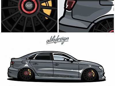 Audi RS3 Nardograu Illustration art artwork audi car design designer felge illustration illustrator lowered olikdesign vector