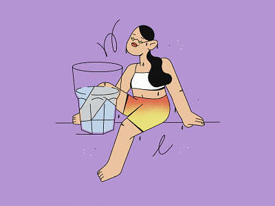 stinky 💦 character character design girl heat hot hot weather illustration sitting summer sweaty water