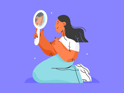 who's that girl? she's so fine 👀 character girl illustration mirror reflection sitting